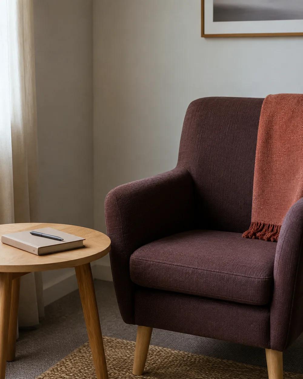 An illustrative quiet consulting room with two chairs